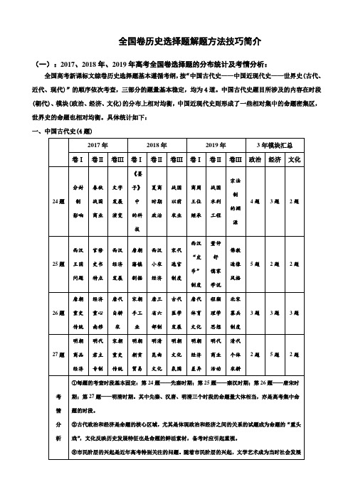 2020届全国卷历史选择题解题方法技巧简介