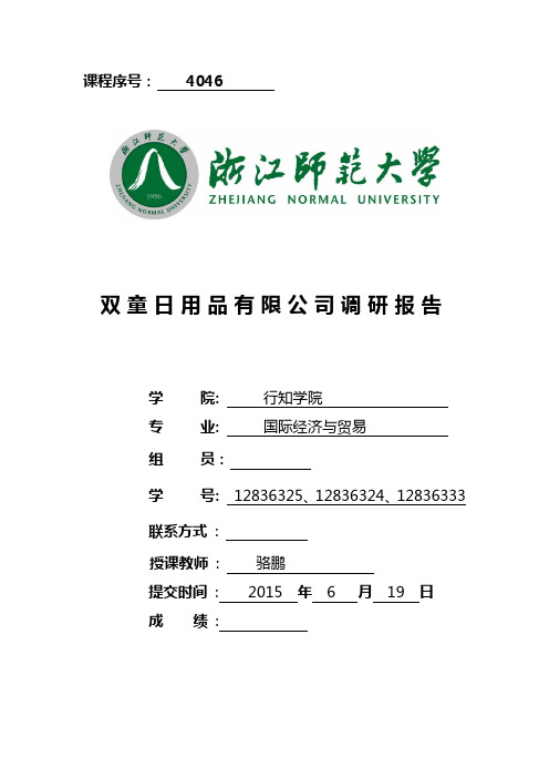 义乌双童企业调研报告