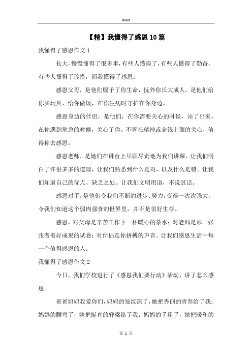 【精】我懂得了感恩10篇