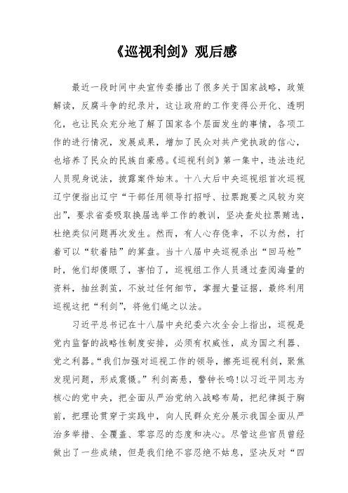 《巡视利剑》观后感
