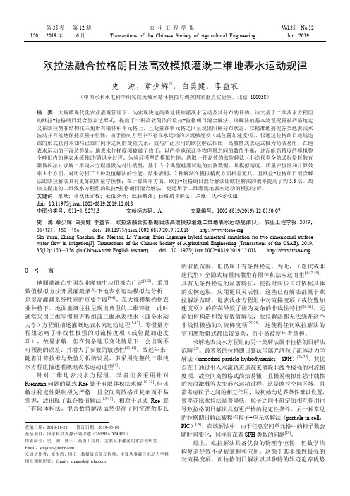 欧拉法融合拉格朗日法高效模拟灌溉二维地表水运动规律