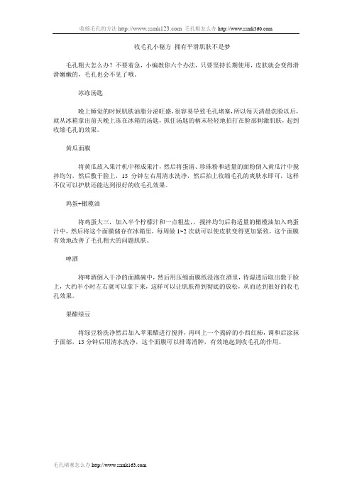 收毛孔小秘方 拥有平滑肌肤不是梦