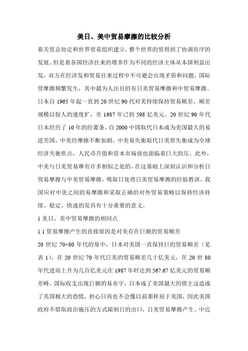 美日、美中贸易摩擦的比较分析