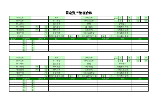 固定资产管理台账excel表格模板