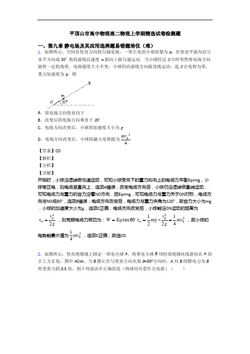 平顶山市高中物理高二物理上学期精选试卷检测题