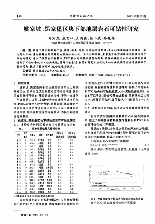 姚家坡、黑家堡区块下部地层岩石可钻性研究