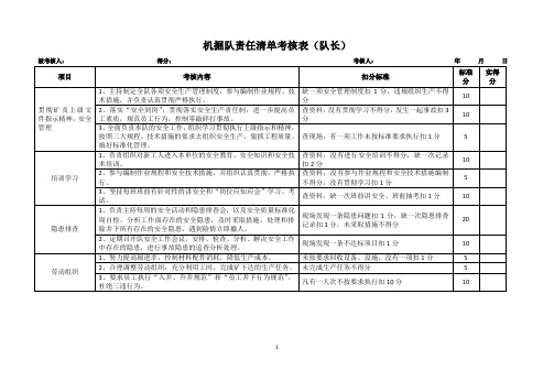 机掘队考核表