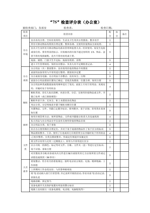 7S检查评分表