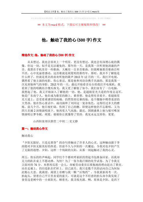 【精品文档】他,触动了我的心(500字)作文-范文word版 (16页)