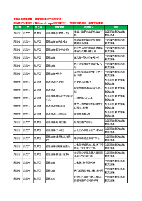 2020新版湖北省武汉市圆通快递工商企业公司商家名录名单黄页联系方式电话大全255家