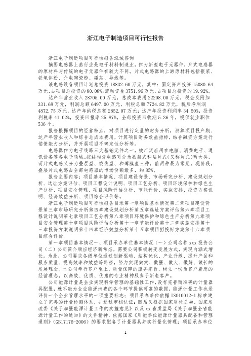 浙江电子制造项目可行性报告