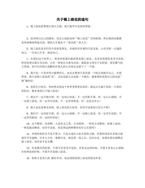 关于锦上添花的造句