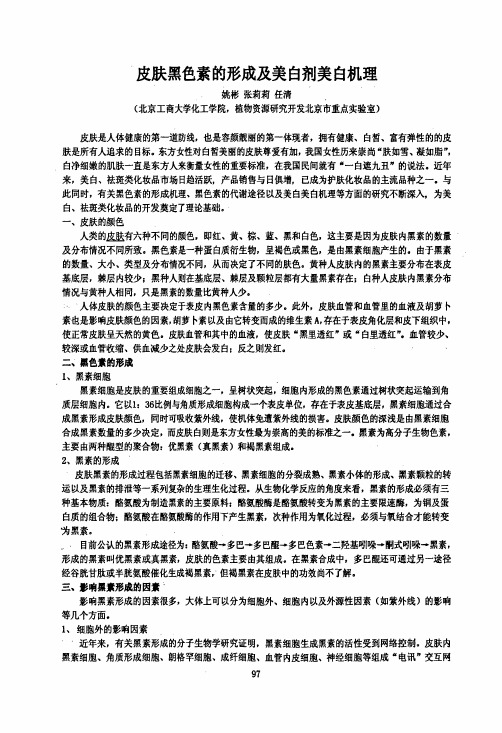 皮肤黑色素的形成及美白剂美白机理