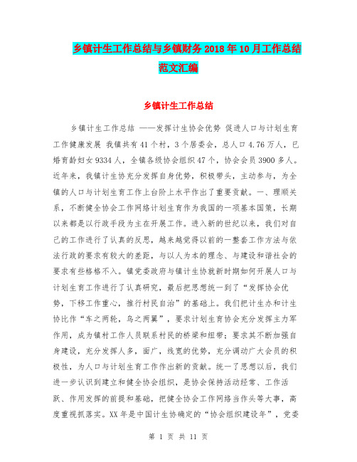 乡镇计生工作总结与乡镇财务2018年10月工作总结范文汇编.doc