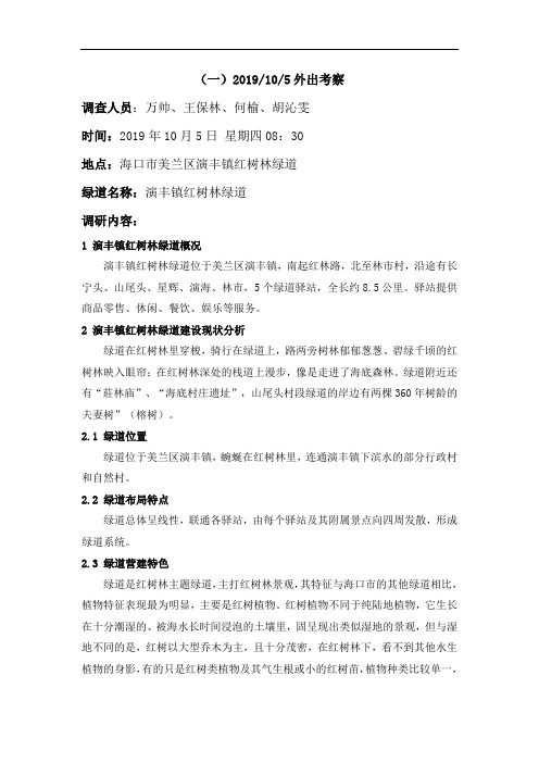 海口演丰镇红树林绿道调研报告