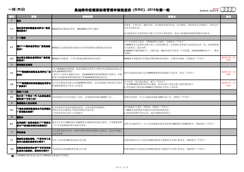 2015年奥迪标准管理审核检查表(R&RS)- 第一轮