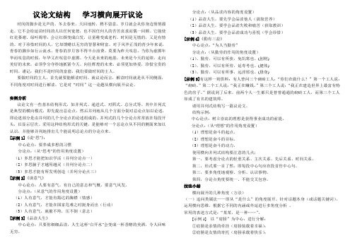 议论文结构,学习横向展开议论