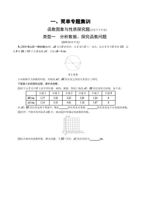 2020北京市中考数学专题复习    函数图象与性质探究题