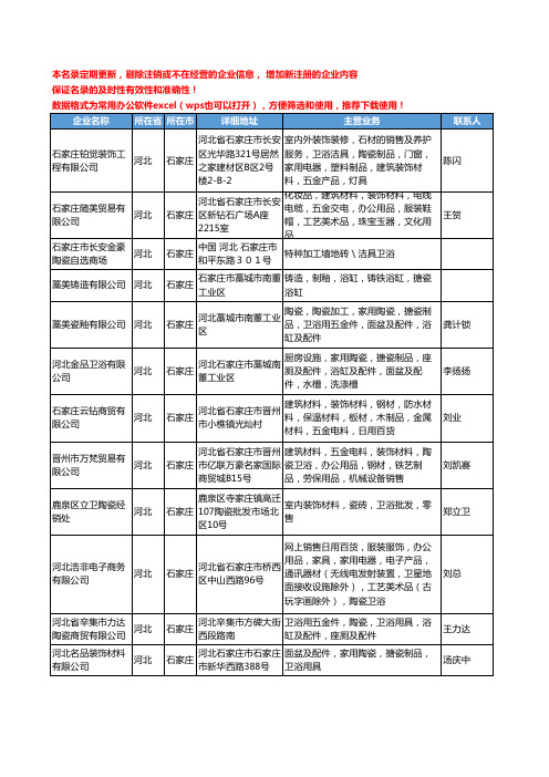 2020新版河北省石家庄卫浴陶瓷工商企业公司名录名单黄页大全18家