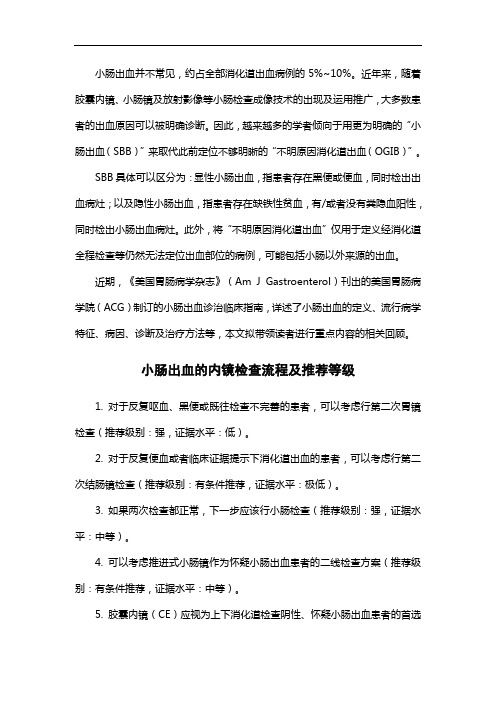 美国胃肠病学院ACG-小肠出血诊治指南解读-小肠出血内镜检查、治疗方案及其推荐等级