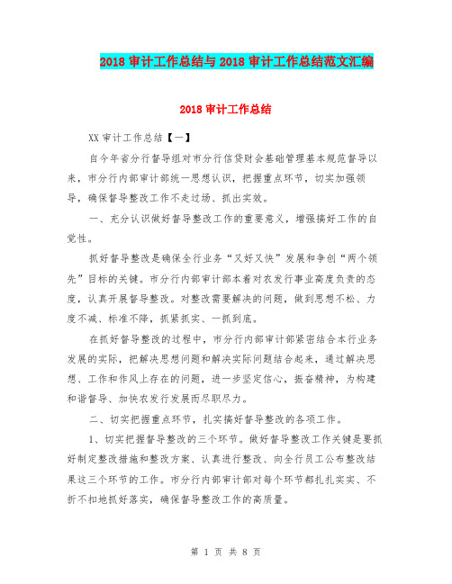 2018审计工作总结与2018审计工作总结范文汇编