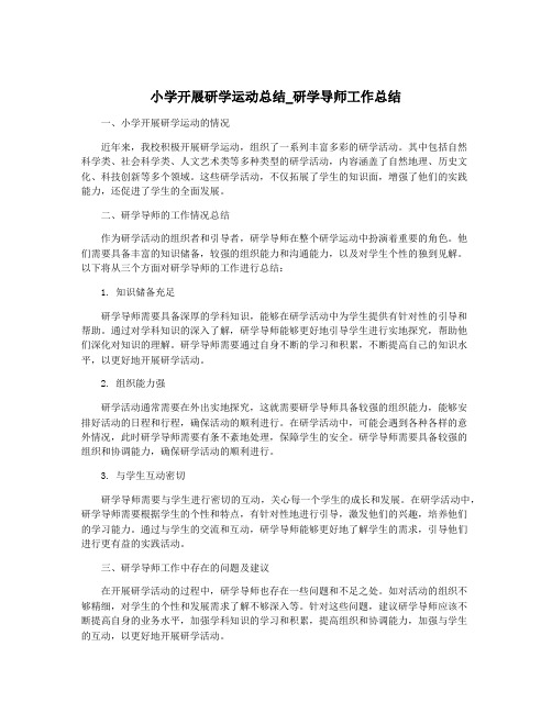 小学开展研学运动总结_研学导师工作总结