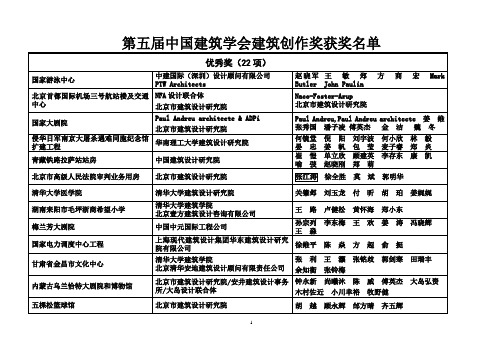 第五届中国建筑学会建筑创作奖获奖名单