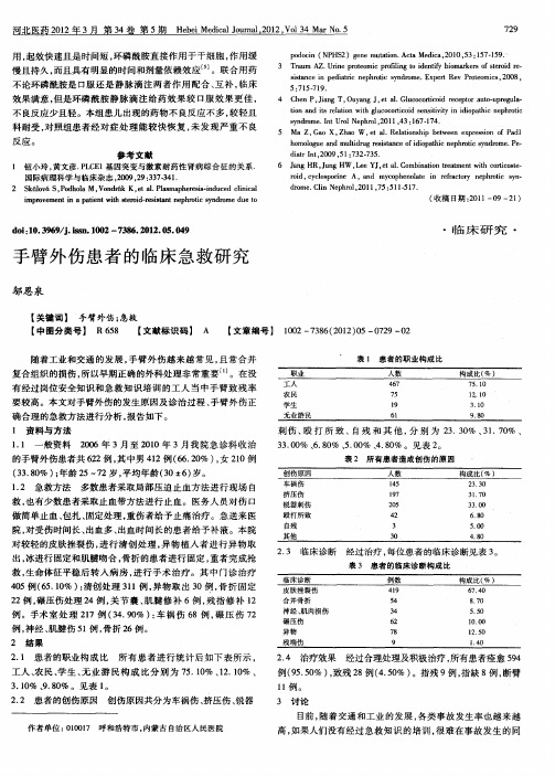 手臂外伤患者的临床急救研究