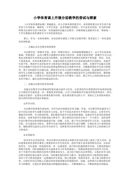 小学体育课上开展分层教学的尝试与探索