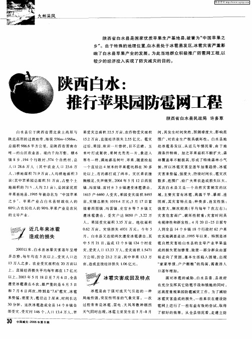 陕西白水：推行苹果园防雹网工程