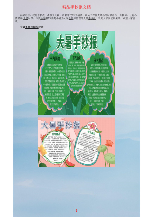 大暑手抄报创意小清新模板设计