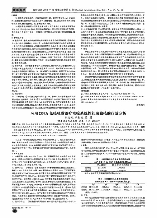 应用DNA免疫吸附治疗重症系统性红斑狼疮的疗效分析