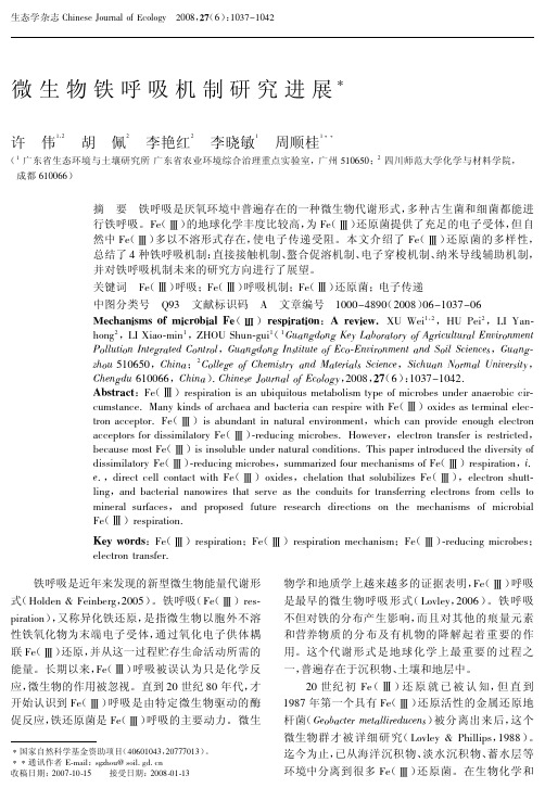 (2008 许伟)(生态学杂志)微生物铁呼吸机制研究进展
