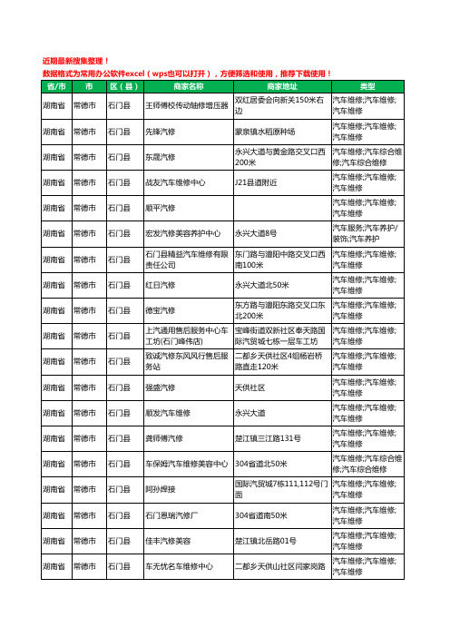 2020新版湖南省常德市石门县汽车维修工商企业公司商家名录名单黄页联系方式电话大全108家