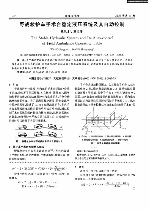 野战救护车手术台稳定液压系统及其自动控制