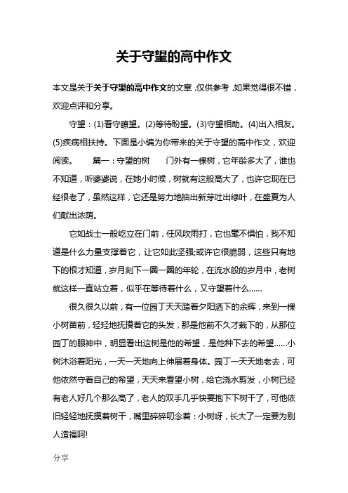 关于守望的高中作文