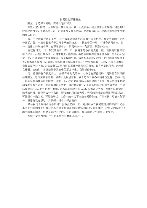 我渴望的那抹阳光