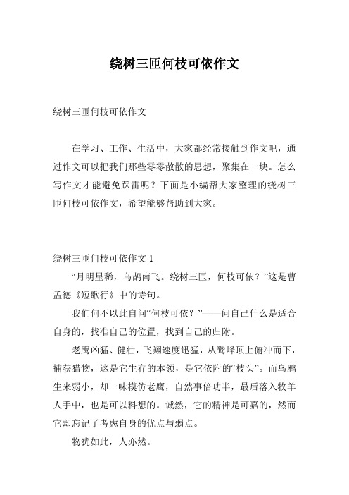 绕树三匝何枝可依作文
