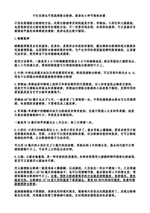 不打农药也可彻底清除白粉病