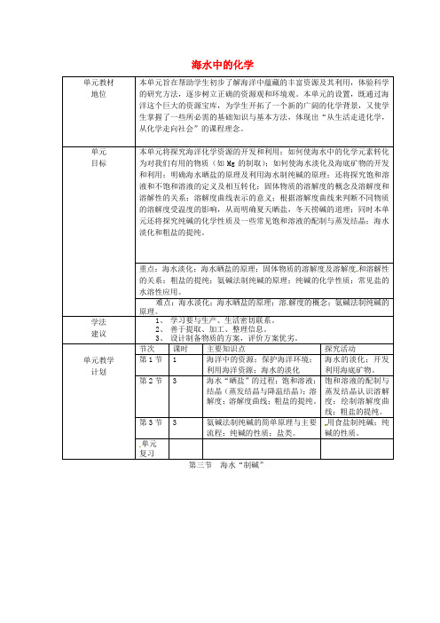 2022年鲁教版化学九年级《海水“制碱”2》教案