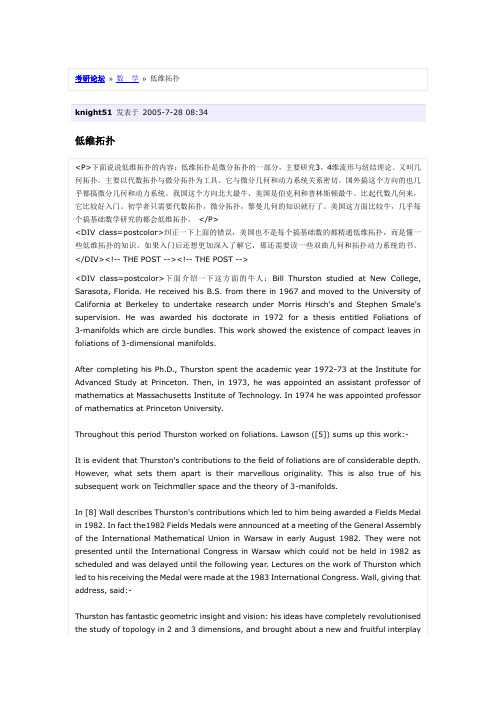 低维拓扑简介