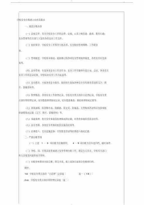 学校安全台账内容及各类表格(很全)