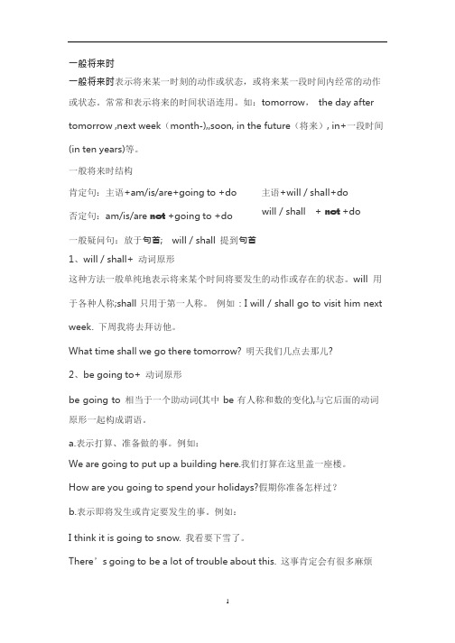 一般将来时用法及例句