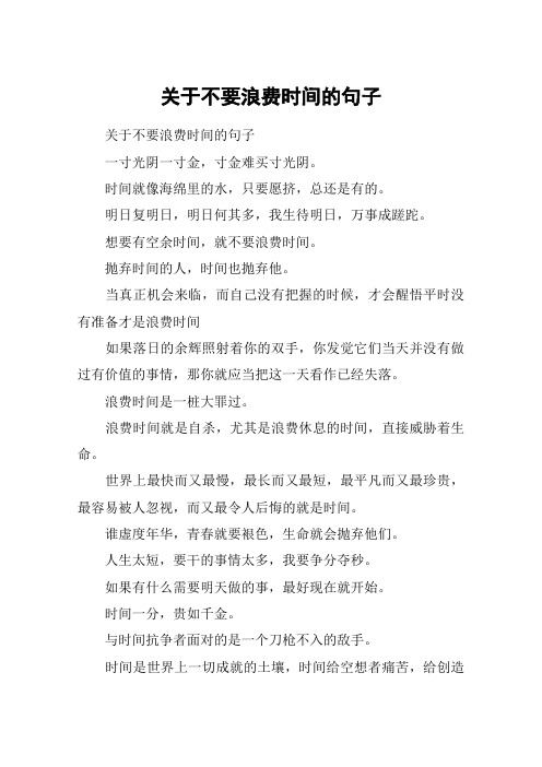 关于不要浪费时间的句子