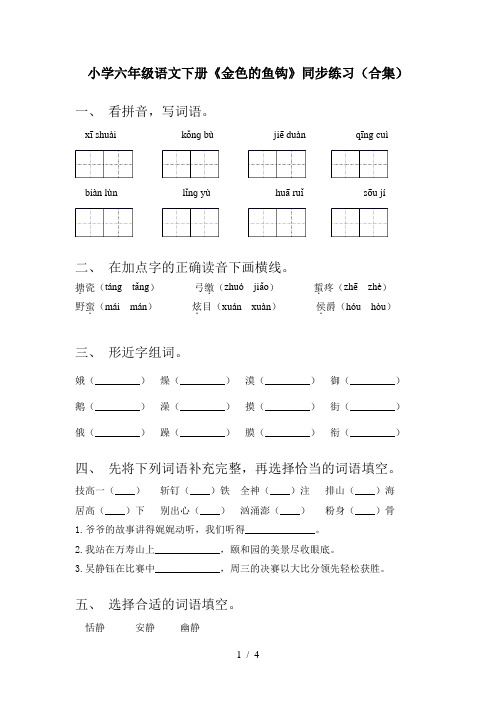 小学六年级语文下册《金色的鱼钩》同步练习(合集)
