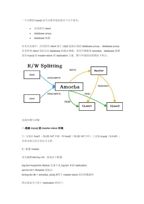 一个完整的mysql读写分离环境包括以下几个部分