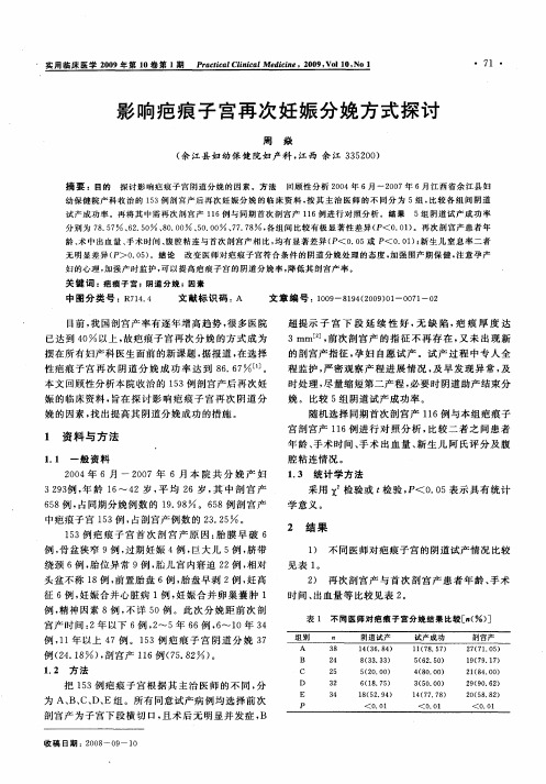 影响疤痕子宫再次妊娠分娩方式探讨