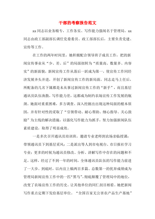 2019年干部的考察报告范文