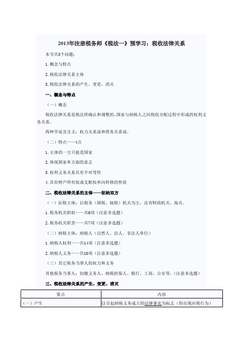 税收法律关系