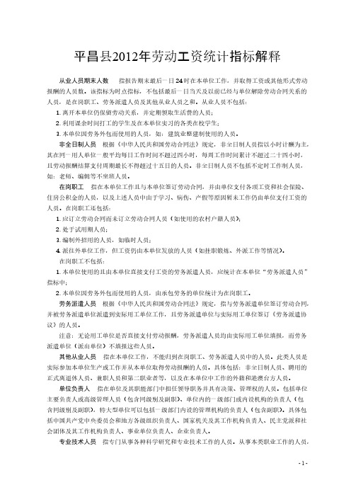2012年工资统计指标解释-推荐下载